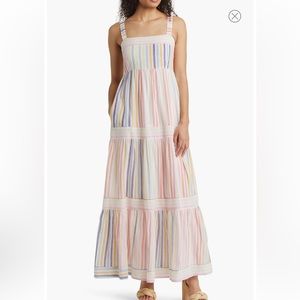 Banjanan Daniella Stripe Cotton Voile Maxi Dress, Candy Stripe M